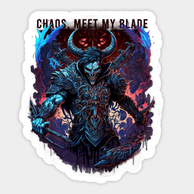 Chaos, Meet My Blade Sticker by Abili-Tees